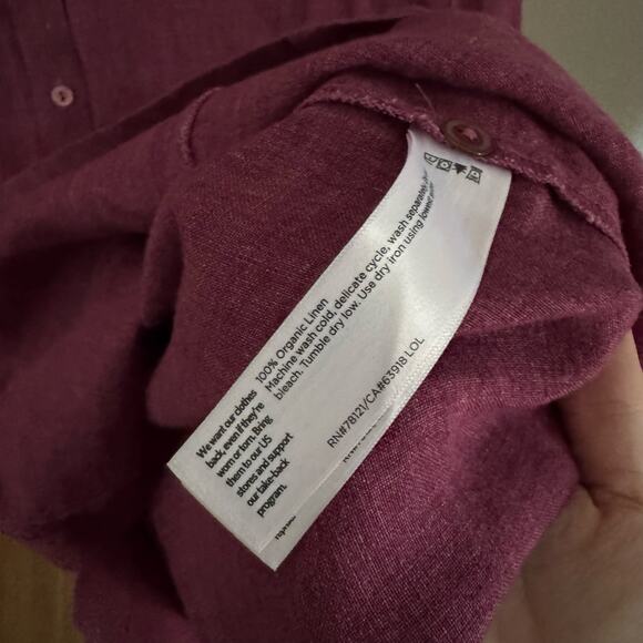 EILEEN FISHER Washed Organic Linen Delave Shirtdress Size XS in Purple Plum - Picture 5 of 6